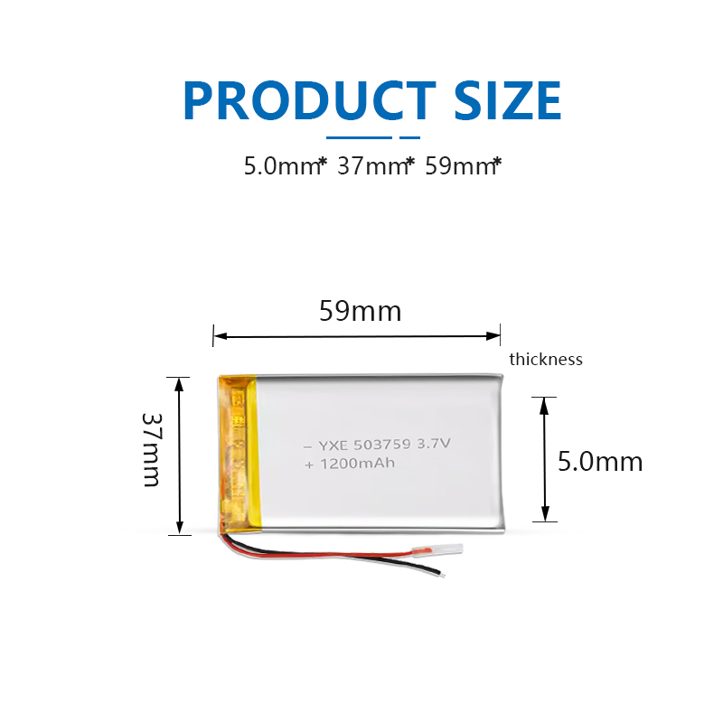 3.7 V Li-ion Battery 503759-1200mah